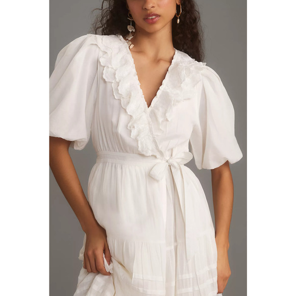 NWT Anthropologie Love the Label Ruffled Wrap Maxi Dress-Medium - Picture 3 of 5